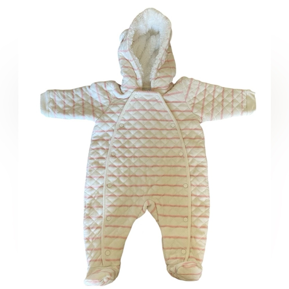 Nordstrom Hooded Baby Bunting Quilted Bear Onesie 3 months